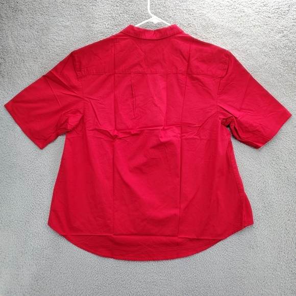 Jessica London Blouse Top Split Neck Tunic Shirt Plus Size 16W Collared Red - Picture 7 of 11